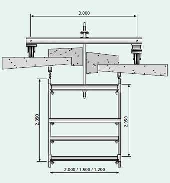 Middle cornice platform MGB on mobile frame